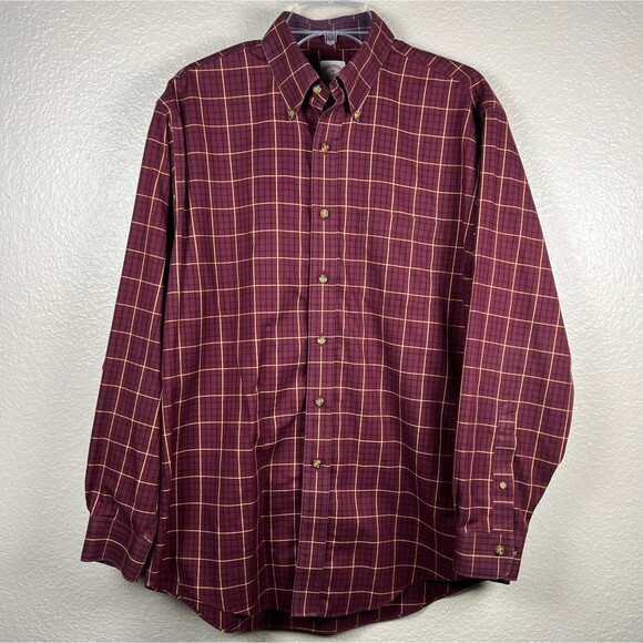Brooks Brothers Casual Shirt Non-Iron Traditional Red Check Long-Slv Button-Down - Picture 2 of 13